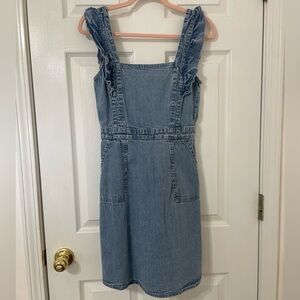 Denim Jumper with Ruffle Straps. Size Small